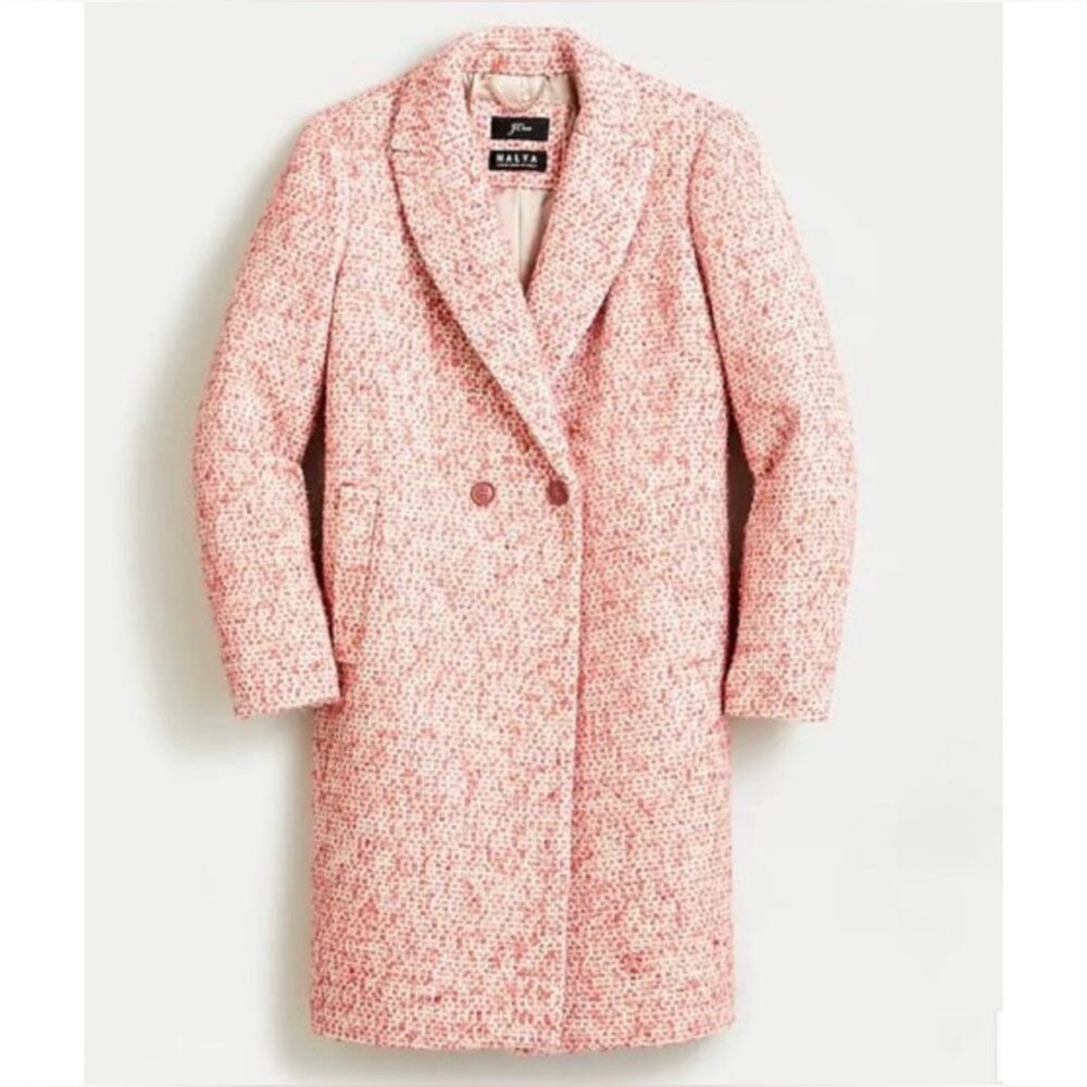 J.Crew Nalya Italian Tweed Lady Coat Peach Pink Wool Blend Topcoat Size 4